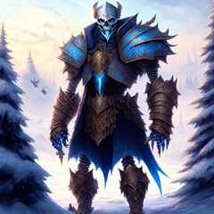 Skeleton Ice King - Creature - Magical - Powerful - Fantasy - Stylized - Game Character - Demon Hero – Warrior	