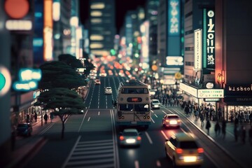 Wall Mural - a night view of central Tokyo. generative AI