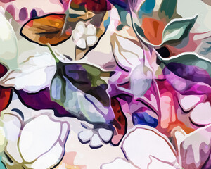 Wall Mural - Rainbow Garden - Abstract Botanical Art 