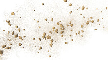 Flying Rocky Debris And Dust, Isolated On Transparent Background