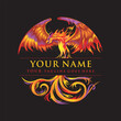 black background phoenix logo vector