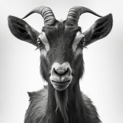 Sticker - Portrait of goat on white background