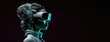 Attractive Beautiful Woman Wearing VR Glasses Futuristic Style on Black Background Generative AI