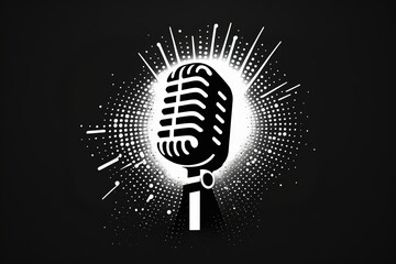 Wall Mural - Studio microphone icon, podcast concept, background. Generative AI