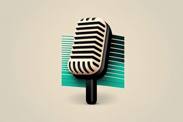 Wall Mural - Studio microphone illustration, podcast concept. Generative AI