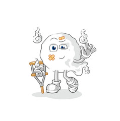 Wall Mural - ghost sick with limping stick. cartoon mascot vector