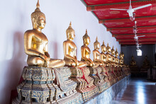 Golden Buddha Statues In Wat Pho, Bangkok