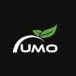 © Abdullah - UMO letter nature logo design on black background. UMO creative initials letter leaf logo concept. UMO letter design.