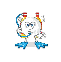 Sticker - ghost diver cartoon. cartoon mascot vector