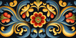 Norwegian Rosemaling Folk Art Pattern Background, Generative AI Art Illustration