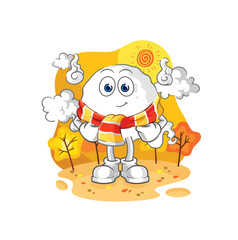 Sticker - ghost in the autumn. cartoon mascot vector