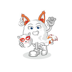 Poster - ghost japanese fox character. cartoon mascot