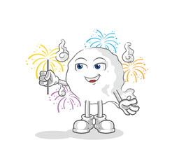 Canvas Print - ghost with fireworks mascot. cartoon vector