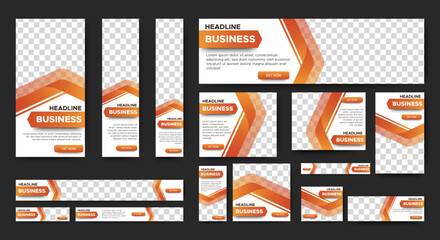 set of creative web banners of standard size with a place for photos. Vertical, horizontal and square template. vector illustration