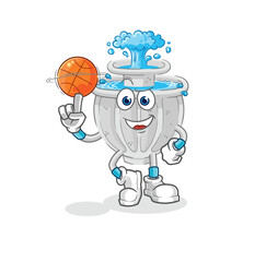 Canvas Print - water fountain playing basket ball mascot. cartoon vector