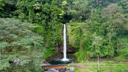 Wall Mural - Aerial view of Lembah Anai Waterfall, a nature tourist destination in Padang. 