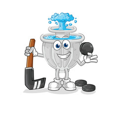 Canvas Print - water fountain playing hockey vector. cartoon character