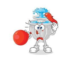 Sticker - water fountain pantomime blowing balloon. cartoon mascot vector