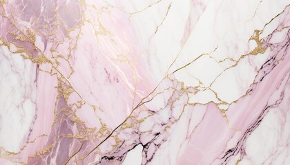 Wall Mural - Dreamy Blush Marble: Soft Pink Stone with Glistening Gold Streaks, AI Generative