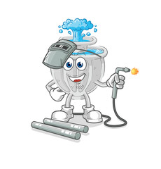 Canvas Print - water fountain welder mascot. cartoon vector