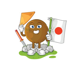 Sticker - avocado stone japanese vector. cartoon character