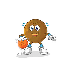 Sticker - avocado stone dribble basketball character. cartoon mascot vector