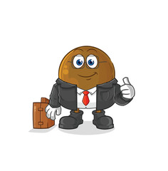 Canvas Print - avocado stone office worker mascot. cartoon vector