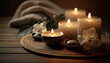 © NAITZTOYA - candles on a table, cozy spa or room decoration, generative ai illustration