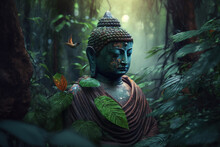 Buddha In A Nature Friendly Peaceful Tropical Environment. Generative AI