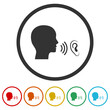 © sljubisa - Speak and listen icons in color circle buttons