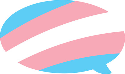 Blue, pink and white colored speech bubble icons, as the colors of the transgender flag. LGBTQI, pride month concept. Flat design illustration.