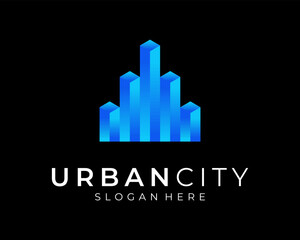 Wall Mural - Urban City Building Skyscraper Architecture Metropolis Luxury Modern Colorful Vector Logo Design
