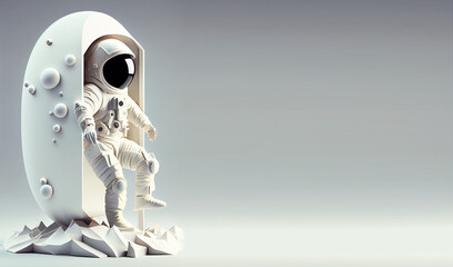 Wall Mural - astronaut spaceman illustration space station in outer space. astronauts wear full spacesuits for sp