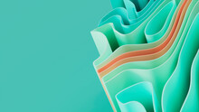 Pink And Green 3D Undulating Lines Ripple To Make A Multicolored Abstract Wallpaper. 3D Render With Copy-space.  