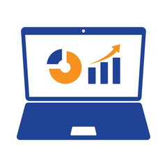 Poster - computer, laptop, graph chart, online graph chart icon