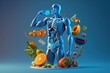 Fruits forming a human body metabolism and nutrition, Eating Diet Food for Energy and Digestion. Generative Ai