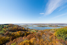 Fall Colors In The Midwest Looking At The Mississippi River On A Sunny Day