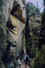 Father And Son At Adrspach-Teplice Rocks, Nature