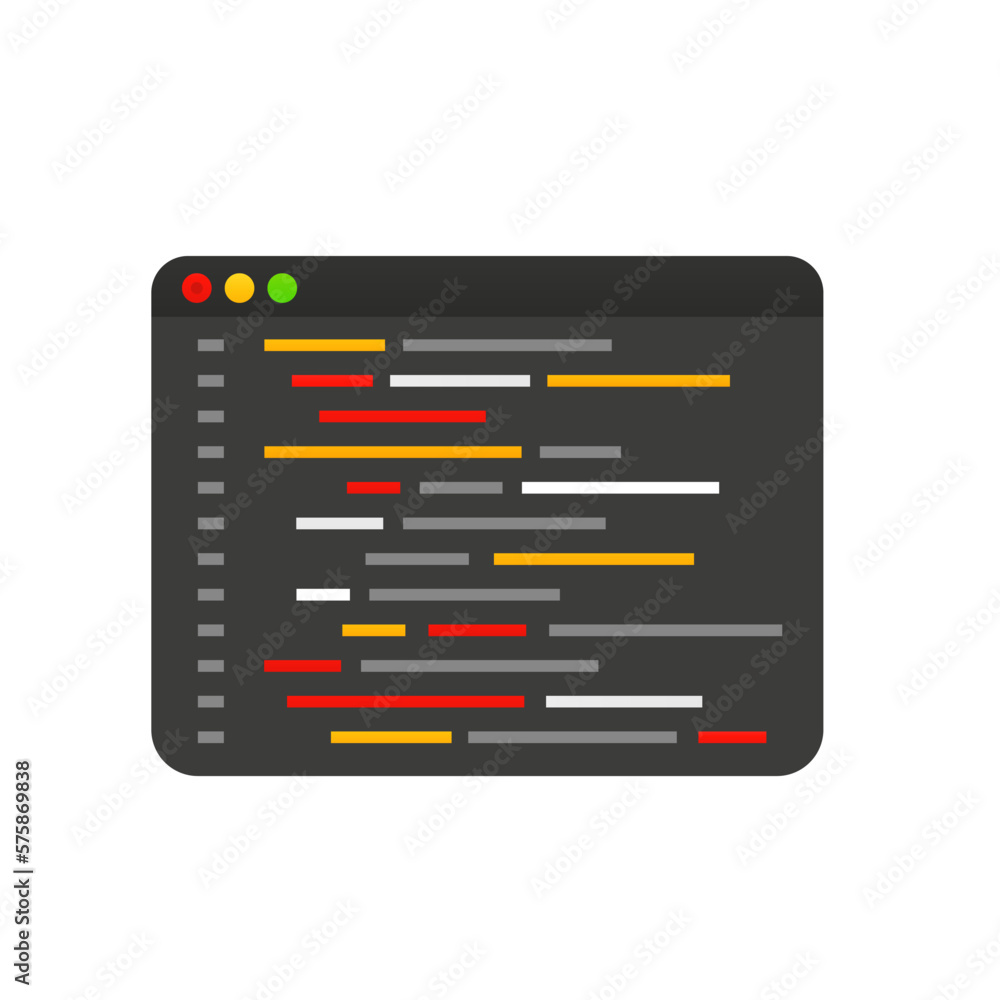Programming language and program code. Programming coding. Programming web page. Software, web development, programming concept. Vector illustration