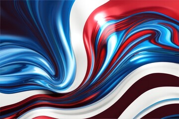 Wall Mural - blue red and white liquid flow background created with generative ai