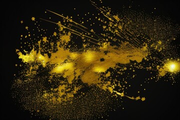 Wall Mural - gold abstract paint on black background created with generative ai