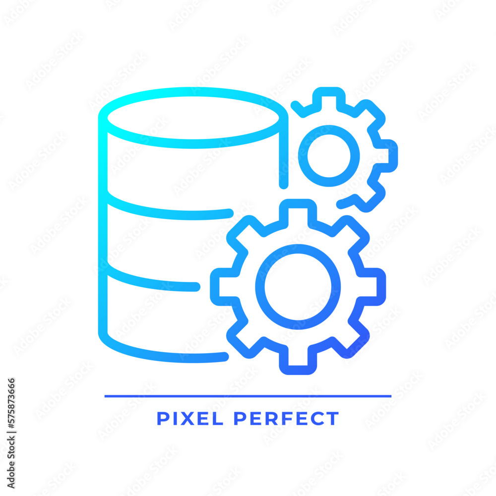 Data settings pixel perfect gradient linear vector icon. Database ...