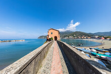Italy, Liguria, Levanto, Footpath Leading To Villa Preia Overlooking Spiaggia Levanto Beach