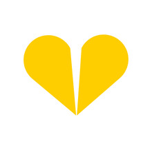 A Yellow Broken Heart Vector Icon.