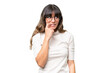 © luismolinero - Young caucasian woman over isolated background nervous and scared