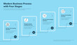 Business process template with four stages - blue version. Easy to use for your website or presentation.