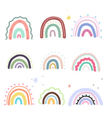 Wall Mural - Bright hand-drawn rainbows. Children's illustration for books, cards, invitations.