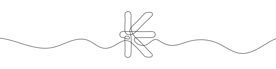 Wall Mural - continuous line drawing of kip currency symbol. line art of the laos kip currency symbol. vector ill