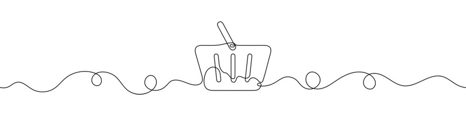 Wall Mural - single continuous line drawing of a shopping cart. one continuous line of a shopping basket icon. ve