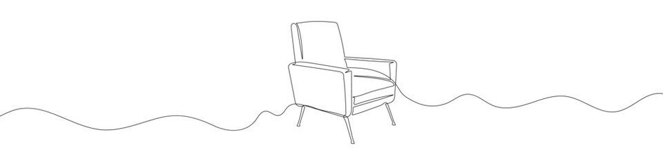 Wall Mural - continuous linear drawing of armchair. single line drawing of chair. vector illustration. line art o